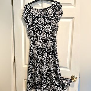 Enfocus Studio Dress B&W Floral Ruched Waist SZ 14
